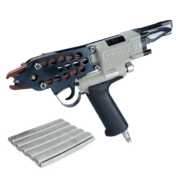 Woodpecker C-7C4A52 15 GA Pneumatic Hog Ring Gun, Standard Nose, 4.8mm Closure Diameter, 3/4'' Crown C Ring Staples