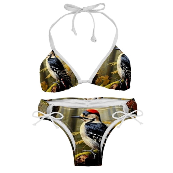 Woodpecker Detachable Sponge Adjustable Strap Bikini Set Two-Pack, Ideal for Beach and Pool Parties