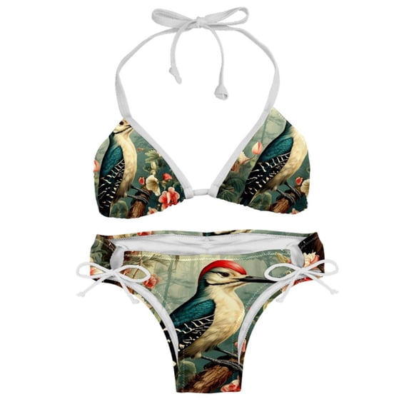 Woodpecker Detachable Sponge Adjustable Strap Swimsuit Set - 2 Pack for Beach & Pool Parties