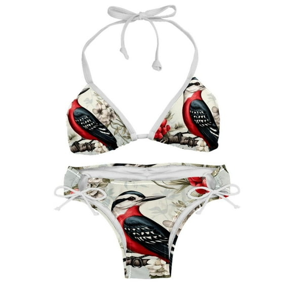 Woodpecker Detachable Sponge Bikini Set | Adjustable Strap One-Piece Swimsuits, Two-Pack
