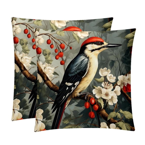 Woodpecker Elegant Velvet Throw Pillow Covers Set with Unique Patterns - 16x16", 18x18", 20x20" - Pack of 2 for Chair Pillow Covers and Various Occasions