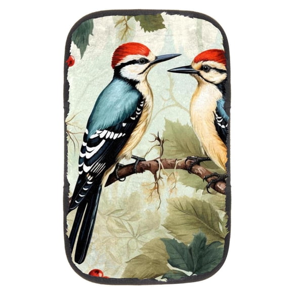 Woodpecker Furry Printed Soft 12.5x8.2 Inch Car Armrest Mat Cover Pad Accessory