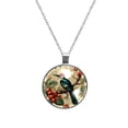 thumbnail image 1 of Woodpecker Glass Design Circular Pendant Necklace for Women - Elegant Statement Jewelry Piece for Every Occasion, 1 of 5