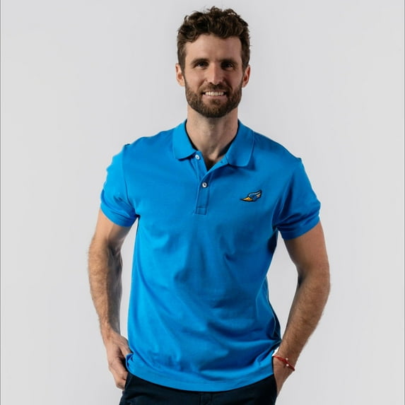 Woodpecker Premium Men's Polo Golf Shirt. 100% Peruvian Cotton Made in Peru With The Finest Cotton. Blue color. Size XXL