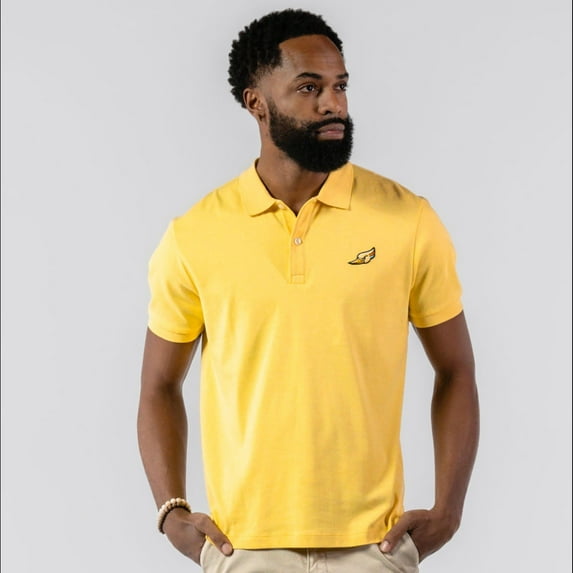 Woodpecker Premium Men's Polo Golf Shirt. 100% Peruvian Cotton Made in Peru With The Finest Cotton. Yellow Canary color. Size XL