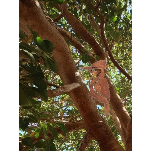 Woodpecker & Robin Ornament Rusty Metal Bird Statues- Country-Style Garden Fence