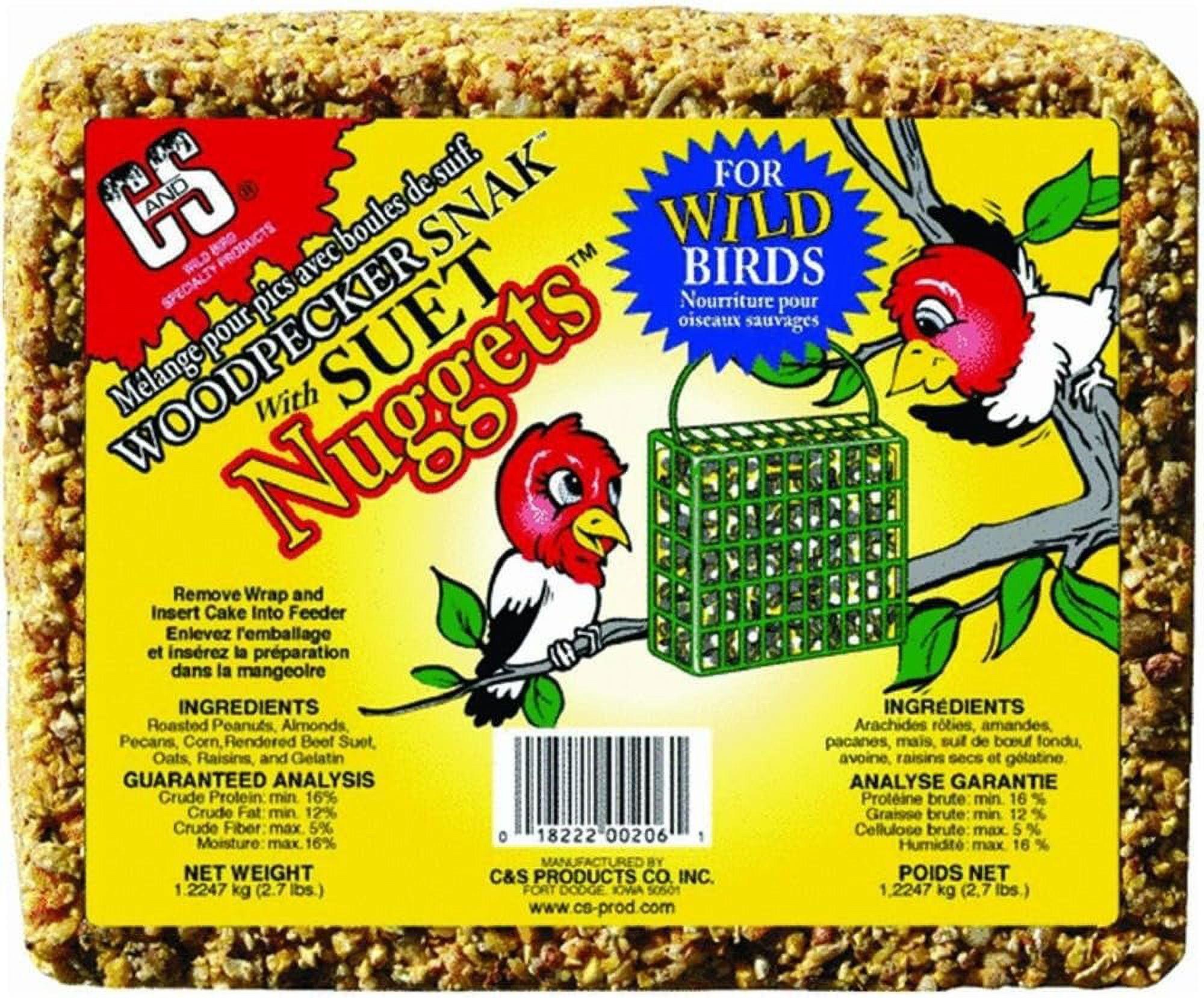 Woodpecker Snak Bird Food Cake With Suet Nuggets, 2.4Lbs.