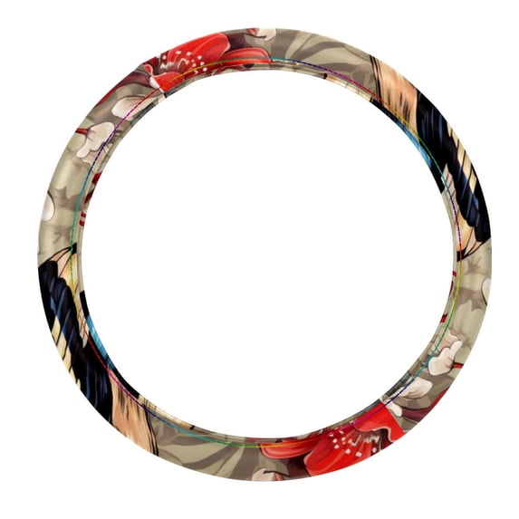 Woodpecker Steering Wheel Cover for Car, 14.5 Inch PVC Leather Auto Accessories with Printing