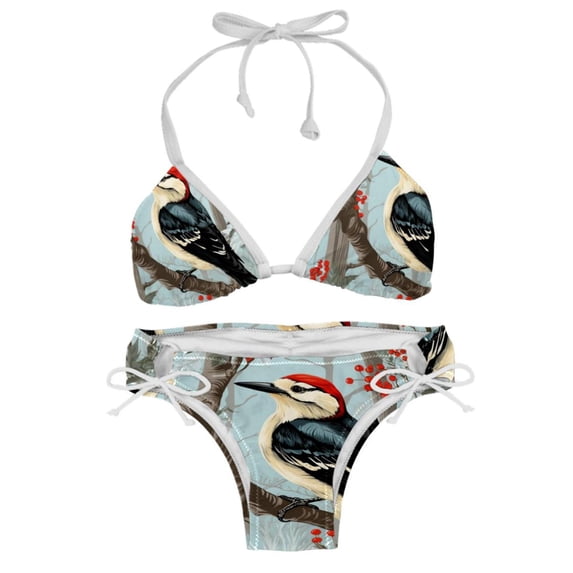 Woodpecker Women's Swimwear Bikini Set with Detachable Sponge and Adjustable Strap - Two-Pack, Beach Vacation-ready