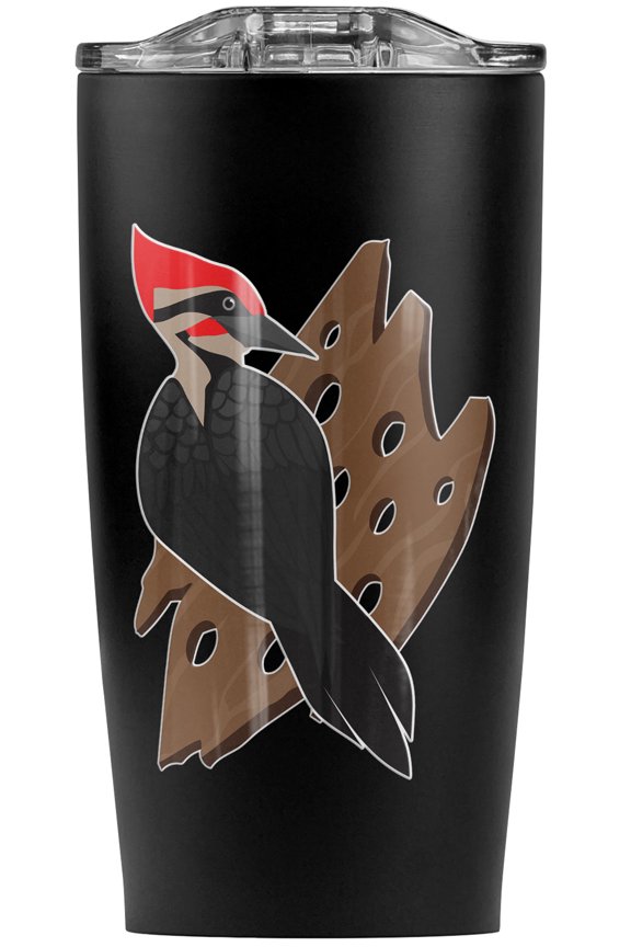 Woodpecker On Wood With Holes Stainless Steel 20 oz Travel Tumbler, Vacuum Insulated & Double Wall with Leakproof Sliding Lid | Great for Coffee/Hot Drinks and Cold Beverages
