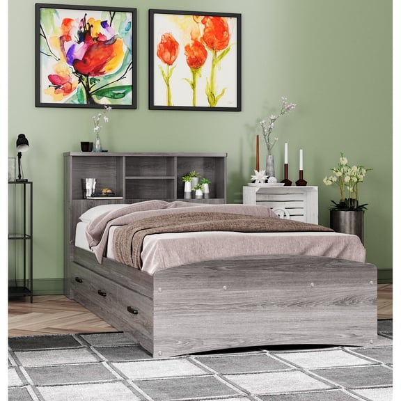Woodpecker's Inc Captain Bed with 3 Drawers and Bookcase Headboard