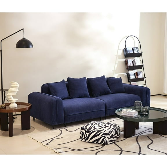Emery Velvet Corduroy Sofa in Blue