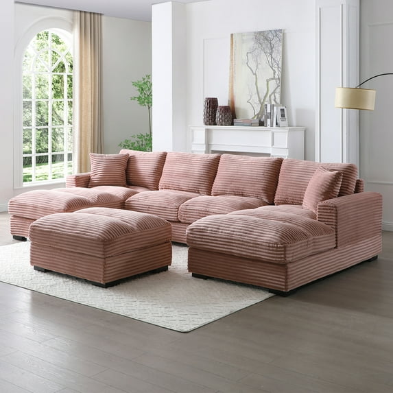 Scarlet Velvet Corduroy Sofa in Pink
