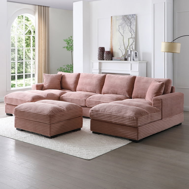 Scarlet Velvet Corduroy Sofa in Pink