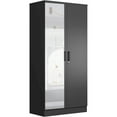 thumbnail image 1 of Woodpeckers Furniture And Mattress Two Door Armoire Wardrobe with Mirror (Black), 1 of 3