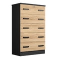 thumbnail image 1 of Woodpeckers Furniture and Mattress Cindy 5 Drawer Chest Wooden Dresser with Lock (Dark Grey & Natural Oak), 1 of 3