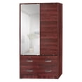thumbnail image 1 of Woodpeckers Furniture and Mattress Sliding Door Wardrobe with Mirror - Double Door Armoire, Mahogany Finish, Clothes Storage-Color:Mahogany,Material:Wood, 1 of 2