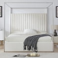 thumbnail image 1 of Woodpeckers Furniture and Mattress Jeffrey Canopy Vegan Leather Upholstered Bed Frame, 1 of 2