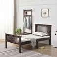 thumbnail image 1 of Woodpeckers Furniture and Mattress Twin Solid Wood Platform Bed with Headboard/Pine Twin Bed (Mahogany), 1 of 3