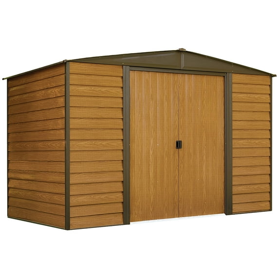 Woodridge 10 x 6 ft. Steel Storage Shed Coffee/Woodgrain