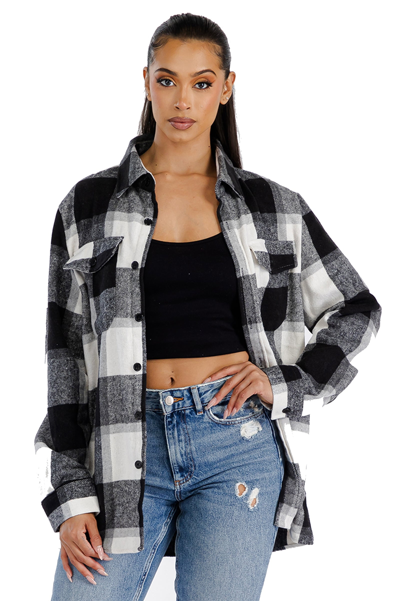Woodridge Flannel Co Womens Long Sleeve Plaid Shirts Flannel Button ...