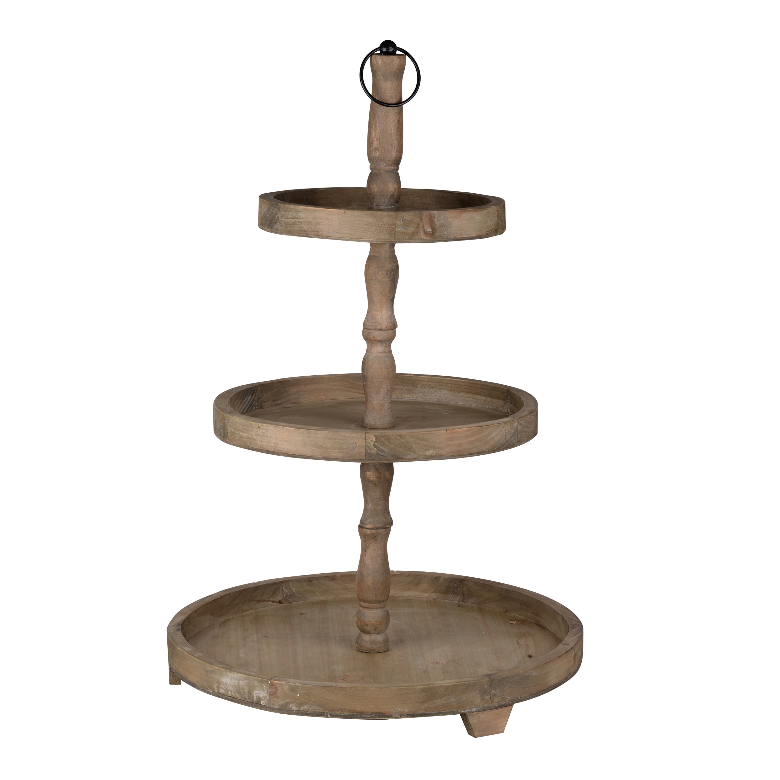 Woodruff Weathered Natural 3-Tier Round Wood Serving Tray