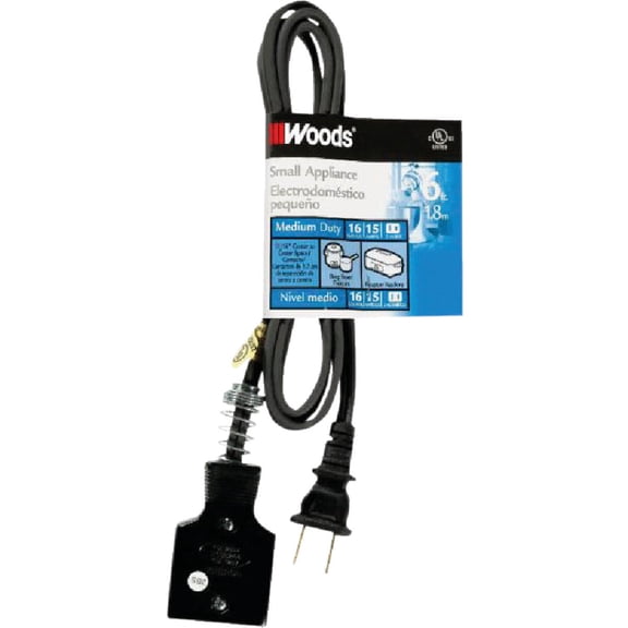 Woods 0290 HPN Appliance Cord, 6-Foot, Black