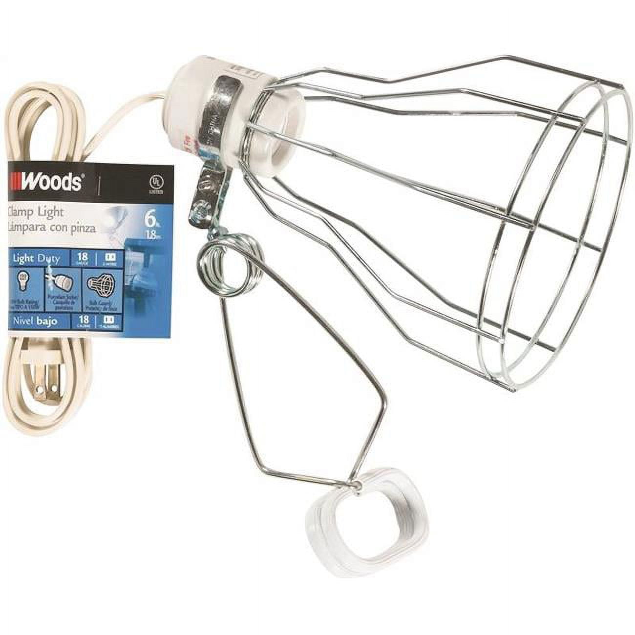 Woods 0324 18/2-Gauge Brooder and Heat Lamp with Wire Grill and Clamp 150W,  120V, 6'