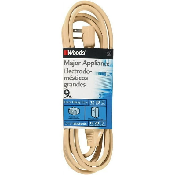Woods 0568 9' 12-Gauge 20-Amp Extra Heavy Duty Major Appliance Cord, Beige