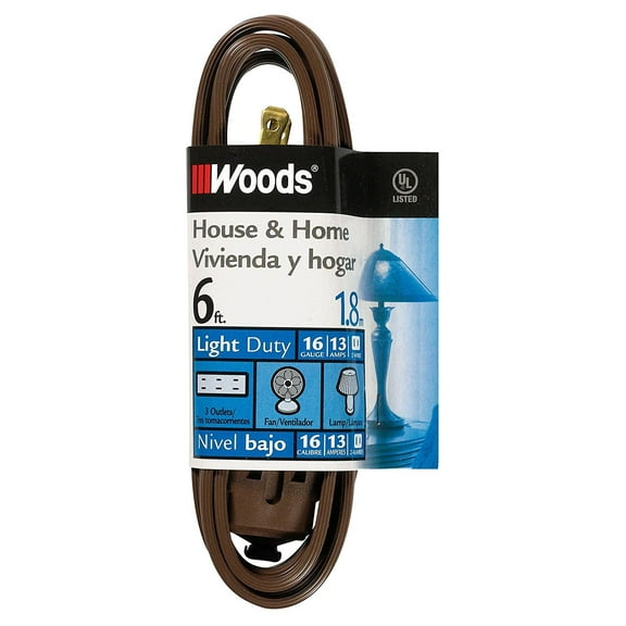 Woods 0600 Cube Extension Cord with Power Tap, 6-Foot, Brown