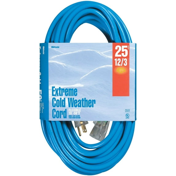 Woods 2437 25' 12/3 Gauge Blue Outdoor Extension Cord