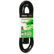 Woods 260 General Purpose Garage and Workshop Extension Cord, 16/3 SJTW Medium Duty, Black 8'