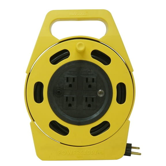 Woods 2801 Extension Cord Reel With Four 3-Prong Power Outlets