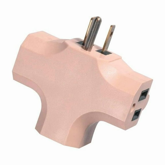 Woods 3894557 Grounded 3 Outlets Adapter - Tan