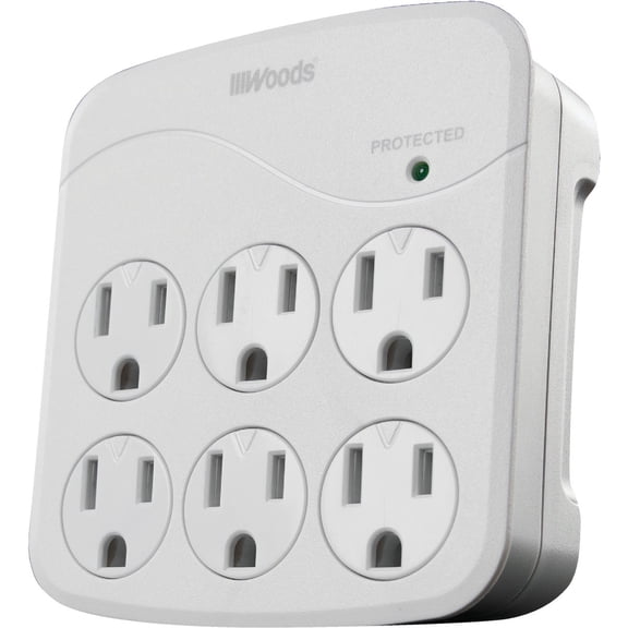 Woods 41076 Surge Protector with 6 Power, 6-Outlet 1440J of Protection Indoor & Outdoor Use, NEC-Compliant