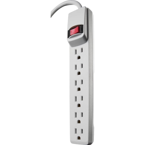 Woods 41367 Surge Protector with Overload Safety Feature, 6 Outlets, 4 Foot Cord, White