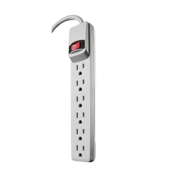 Woods Surge Protector 41367 - 6 Outlets, Overload Safety, Circuit Breaker - 4' Cord, White
