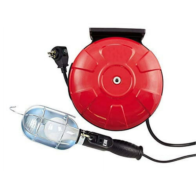 Woods 48000 16/3 SJTW Metal Cord Reel with 75W Trouble Light, Red, 40