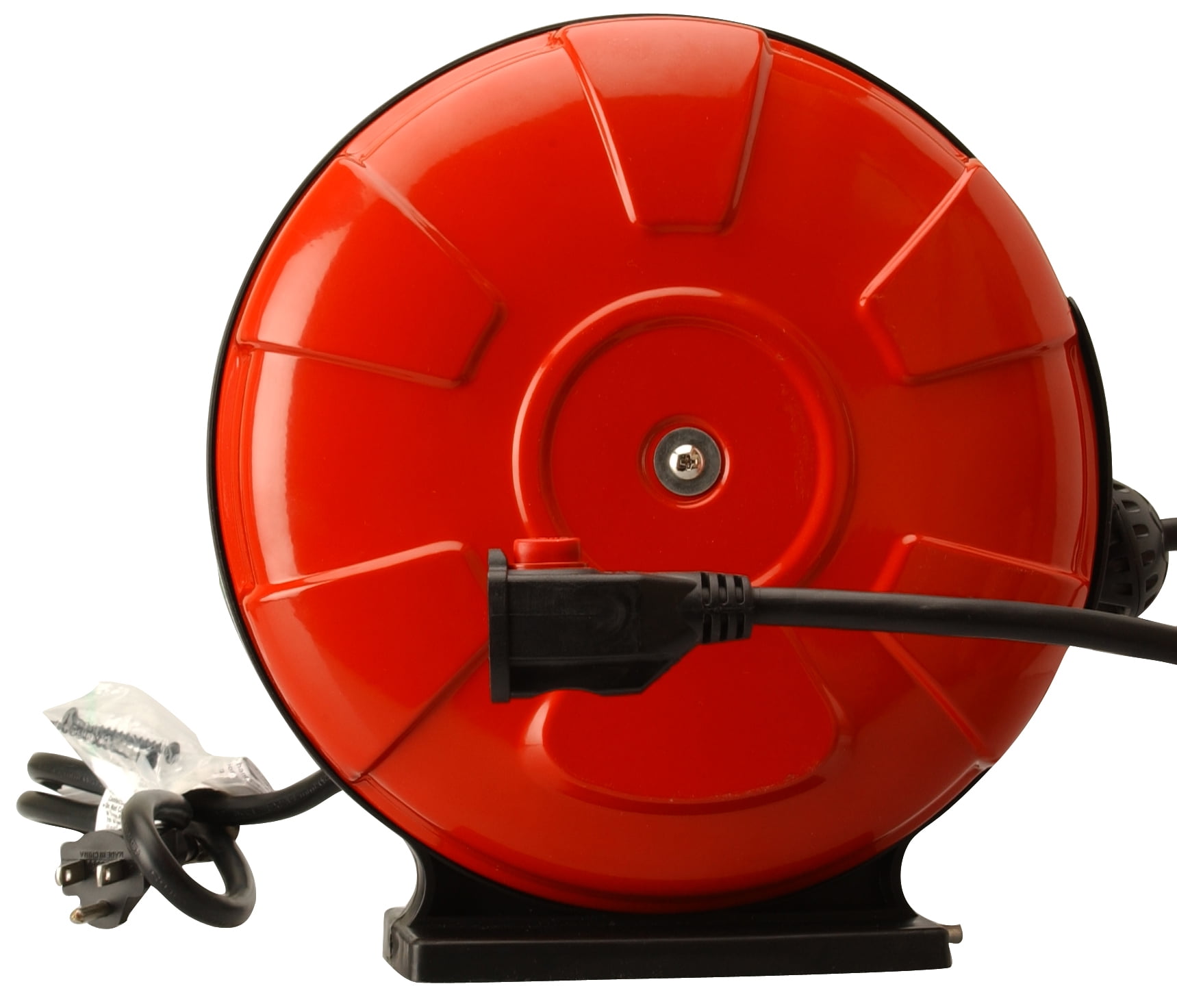 Red 50 ft PVC Extension Cord Reel with Locking Plug