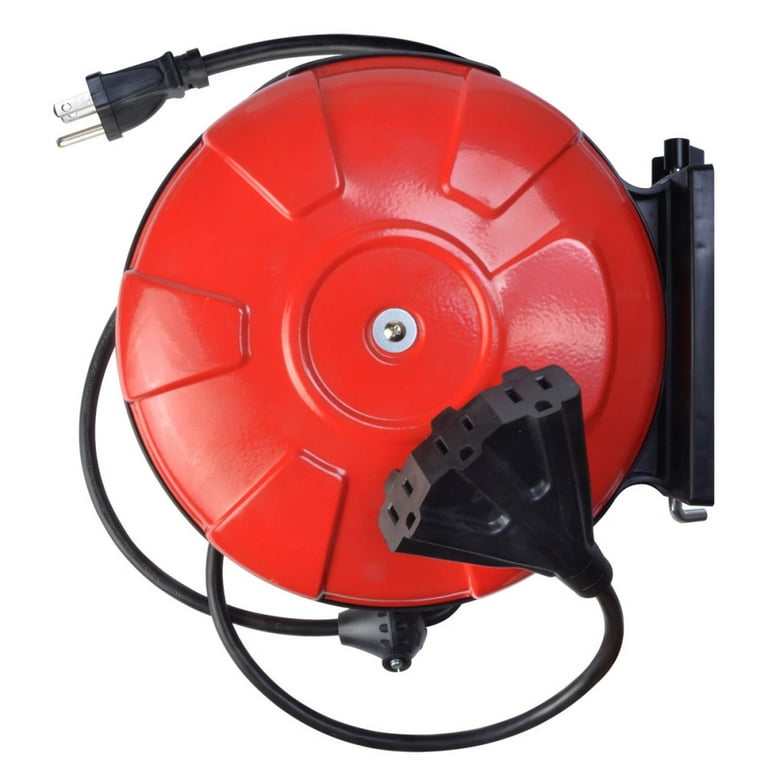 Woods 48006SW Retractable Extension Cord Reel With 3 Grounded Outlets 