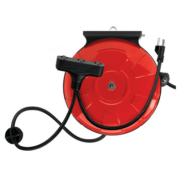 Woods 48006SW Retractable Extension Cord Reel With 3 Grounded Outlets