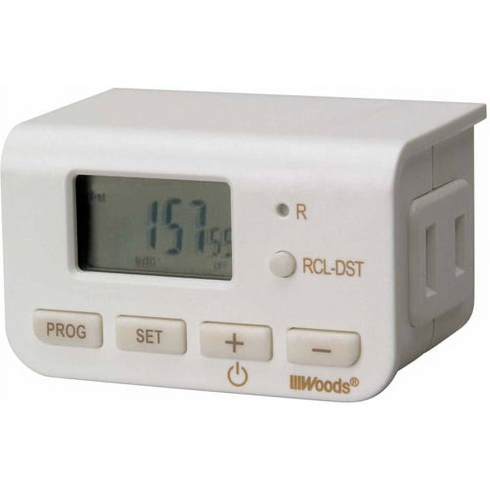 Woods 50007WD Indoor 24Hour Digital PlugIn Timer, 1 Polarized Outlet, Ideal For Automating