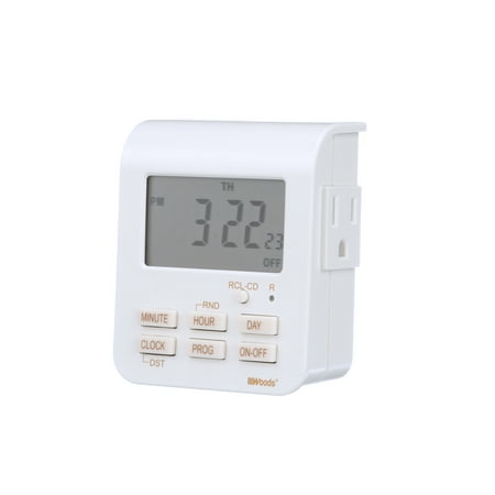 Woods 50009WD Indoor 7-Day Heavy Duty Digital Plug-In Timer, 2 Grounded Outlets