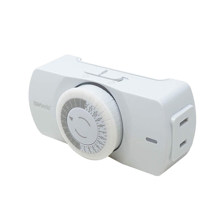 Woods Narrow Indoor 24-Hour Mechanical Timer, White photo 1