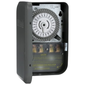 Woods 59104WD 208-277V 40A DPST Indoor 24-Hour Mechanical Time Switch Timer with Metal Box