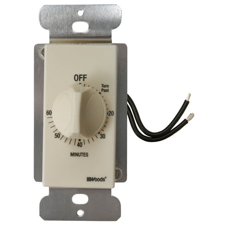 Woods 59718WD Almond 60 Minute In Wall Spring Wound Countdown Timer