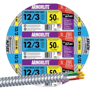 Woods 68583422 Armolite Solid Metal Clad Cable; 12/3; 50 Ft; 600 V; Copper; Foot