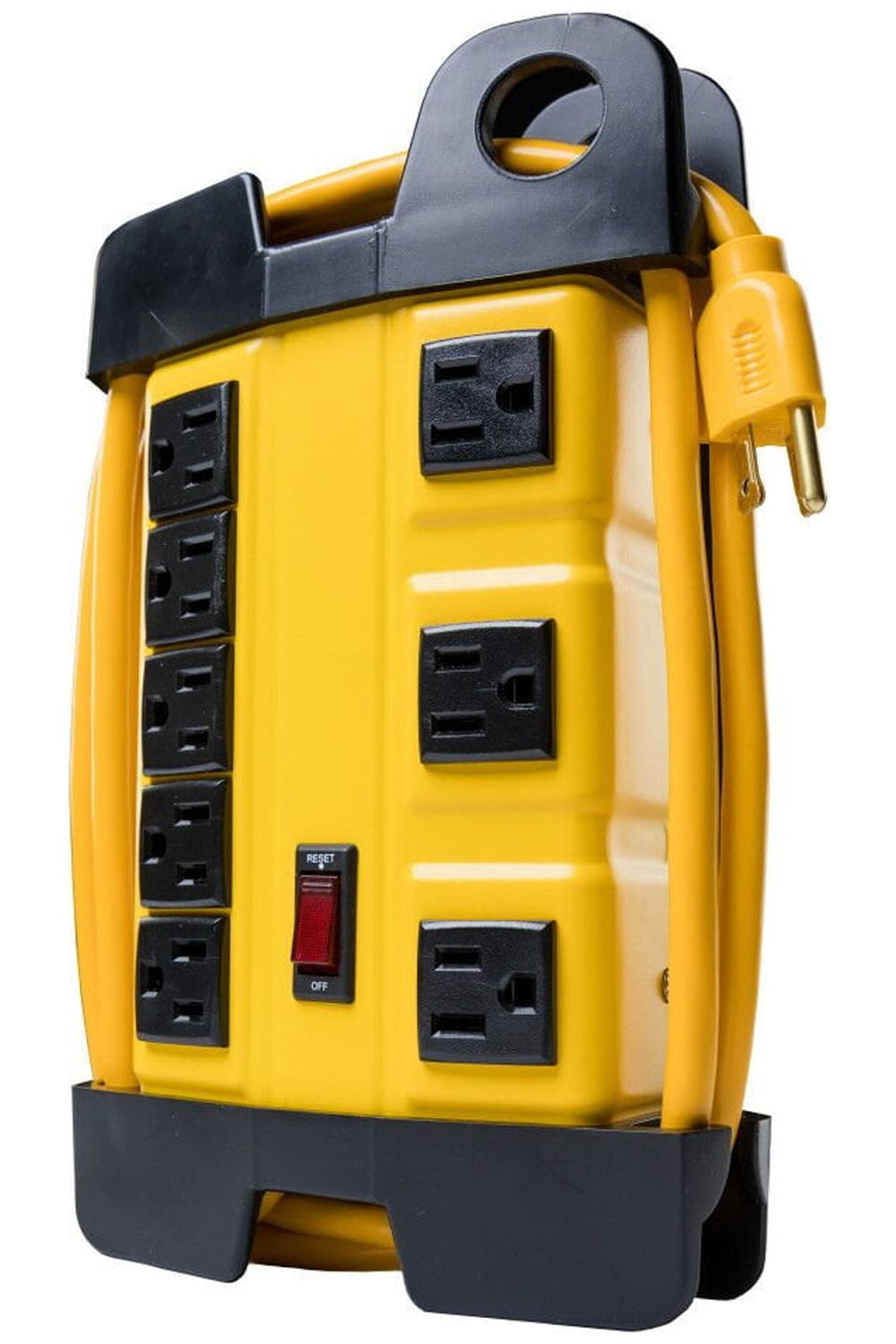 Woods Heavy Duty 8-Outlet Power Strip, 6-Foot, Yellow, NEMA 5-15P Connector Type
