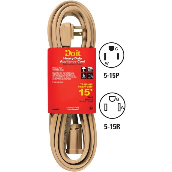 Do it 15 Ft. 14/3 15A Appliance & Air Conditioner Cord AC-PT3143-15-BG