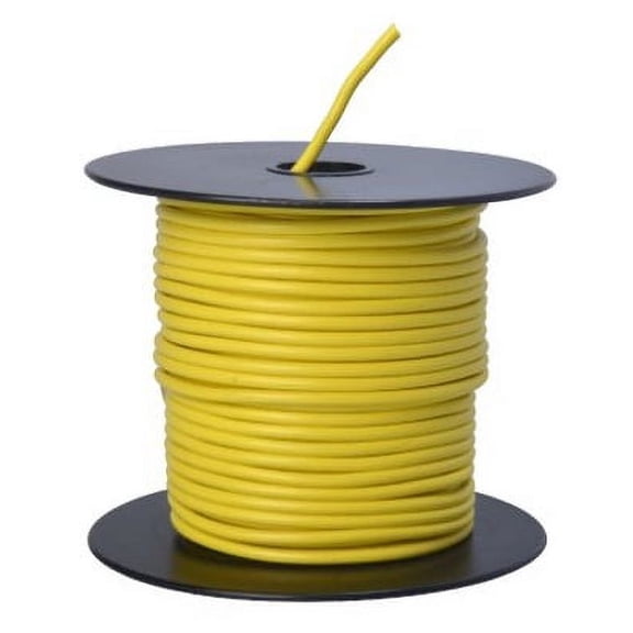Coleman Cable Primary Wire - 14-Gauge Copper - 100 Ft, Yellow — Indoor & Outdoor Use, NEC-Compliant
